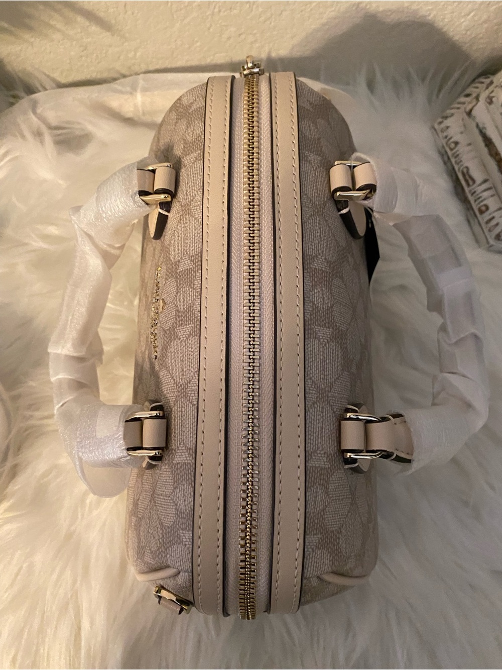 Kate Spade Madison duffle crossbody Beige Floral Satchel Zip Top Handle Strap - Picture 3 of 11